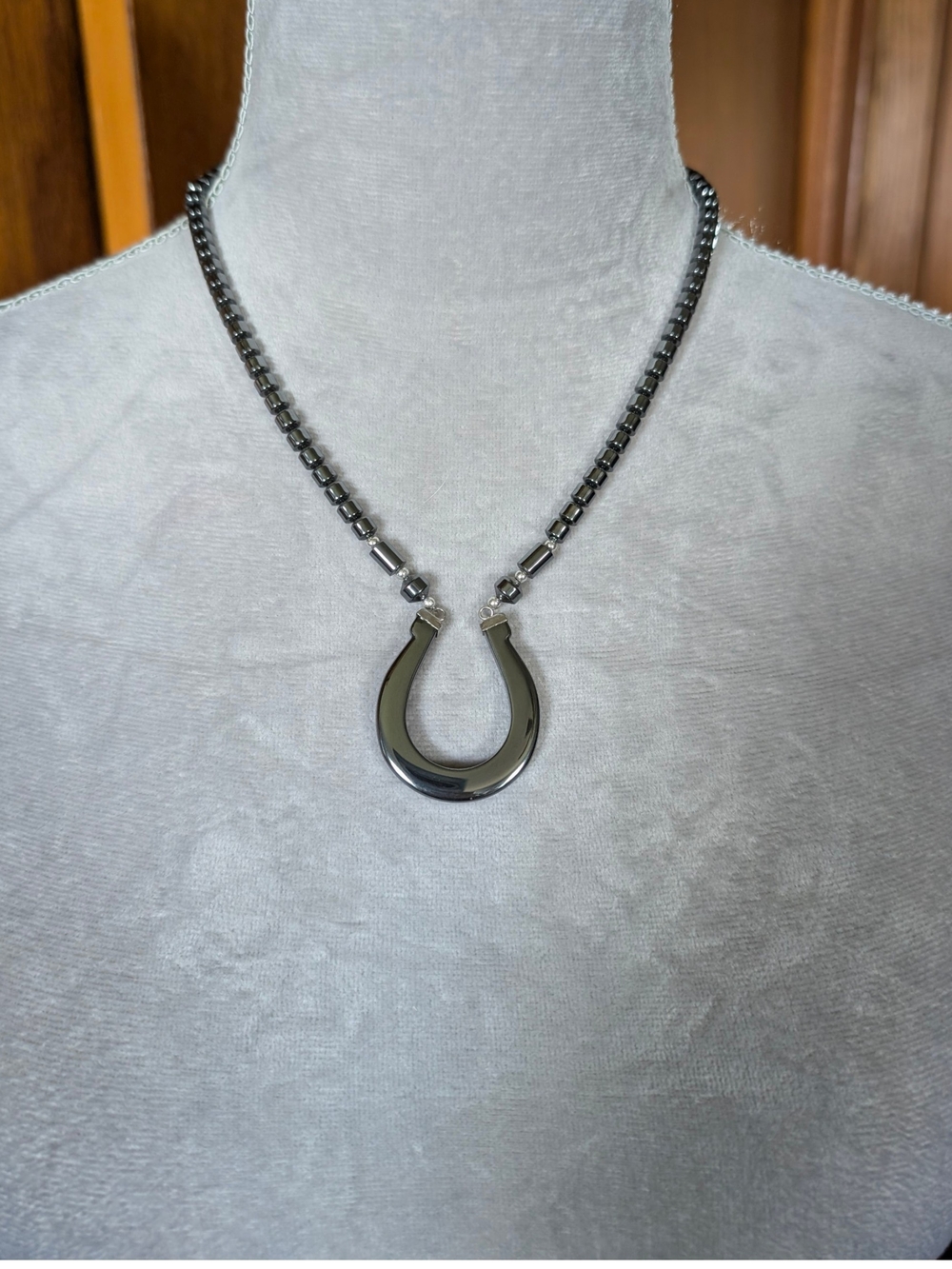 Hematite Horseshoe Pendant Necklace - Women Jewelry
